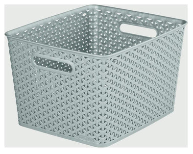 Large Faux Rattan Storage Basket Organiser (18 Litre) - Grey