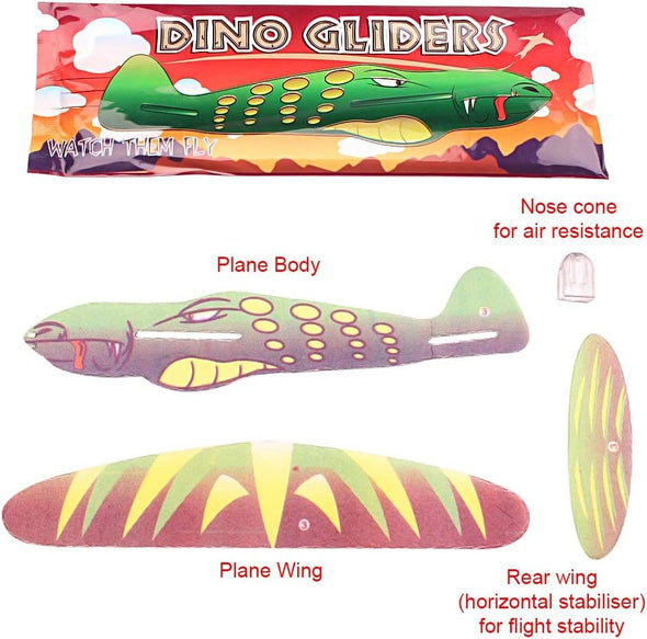 Henbrandt 12x Dinosaur Gliders (4 Assorted Designs)