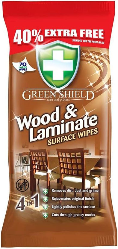 Greenshield Wood & Laminate Wipes 40% Extra 70S