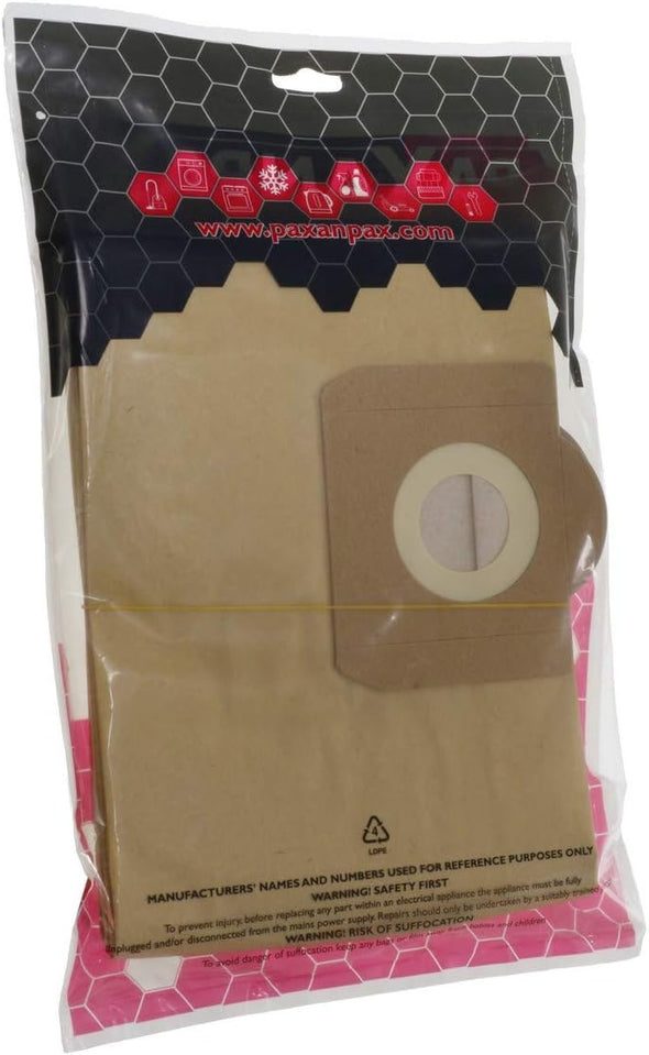Paxanpax VB470 Compatible Paper Bags for Rowenta 'ZR81' Bully, RU01-15 Goblin Wizard Truvox (Pack of 5), Brown