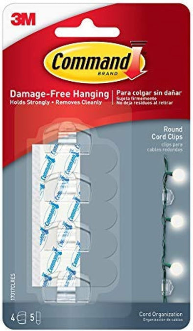 Command 17017CLR Round Cord Clip, Plastic, Clear
