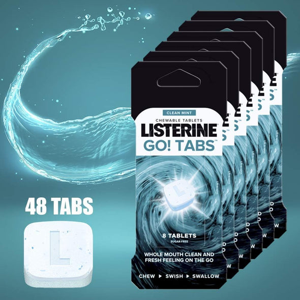 Listerine Go! Tabs Sugar Free Tablets with Clean Mint Flavour for Fresh Breath On-the-Go