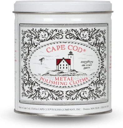 Cape Cod Economy Tin Metal Polish-8828, (6) 4 x 6, (1) 12 x 12 polishing cloth pair of nitrile gloves