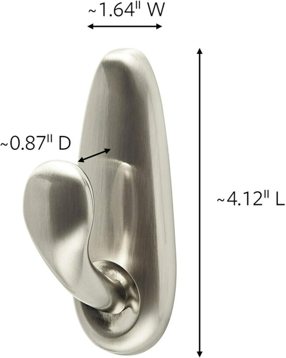 Command FC13-BN-2ES Large Forever Classic, Brushed Nickel, 2 Hooks, 4 Strips/Pack