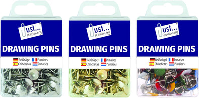 Just Stationery 978950 Assorted Drawing Pins Pack of 120