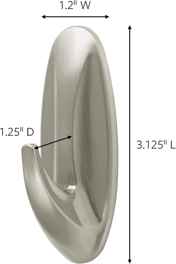 Command Designer Hooks, Medium, Brushed Nickel, 3-Hooks (17081BN-3ES), Great for dorm decor