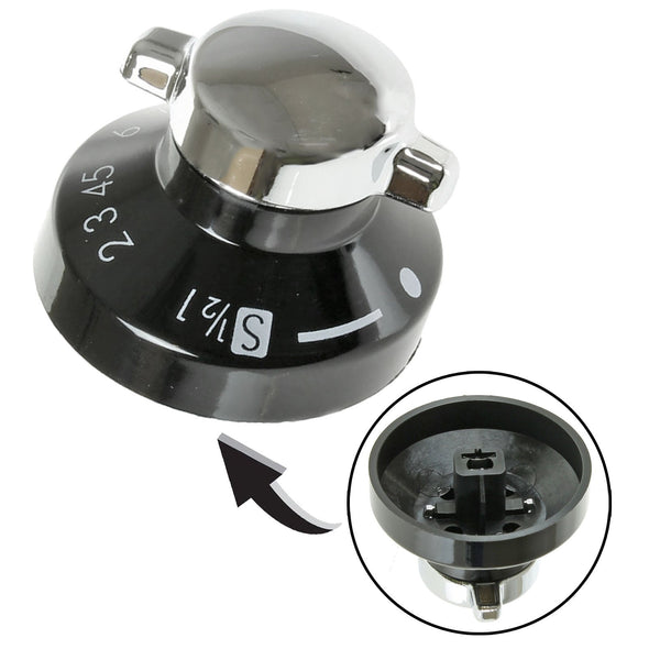 Stoves Genuine Gas Hob Oven Cooker Knob Control Switch (Black/Silver)