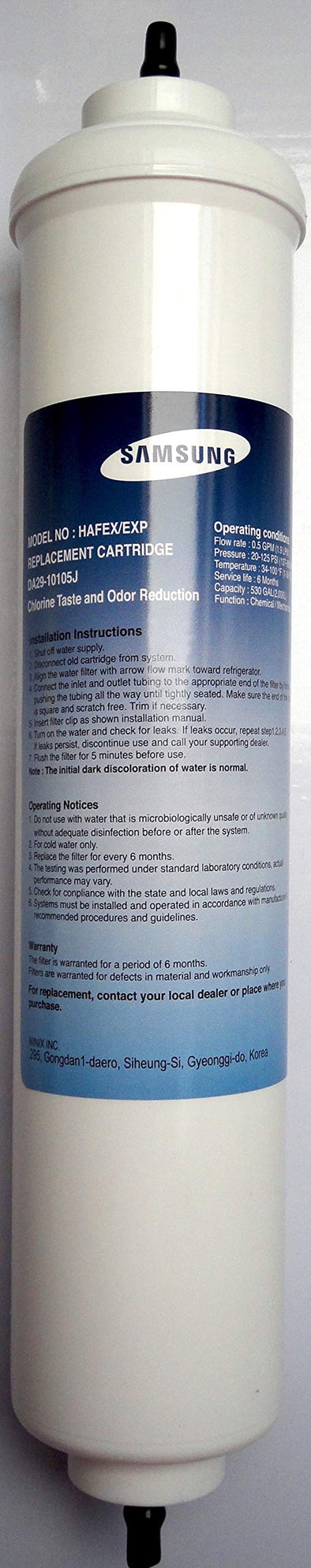 Samsung DA29-10105J HAFEX/EXP External Inline Refrigerator Water Filter