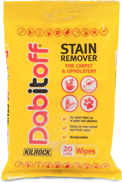 Kilrock Dabitoff Carpet and Upholstery Stain Remover Wipes - Pack of 20