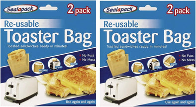 Sealapack 4 pack Reusable Toaster Toastie Sandwich Toast Bags Pockets Toasty Toastabags