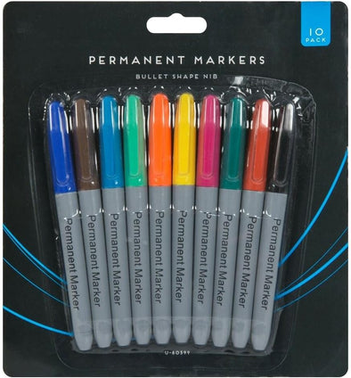 Dabmoo Permanent Markers Multi Colour Pack 10 Felt Tips Scrapbooking Art Pens Highlighters Sharpie Fine Point Assorted Drawing DIY Writing Photo Album Adult Kids Shading Posters