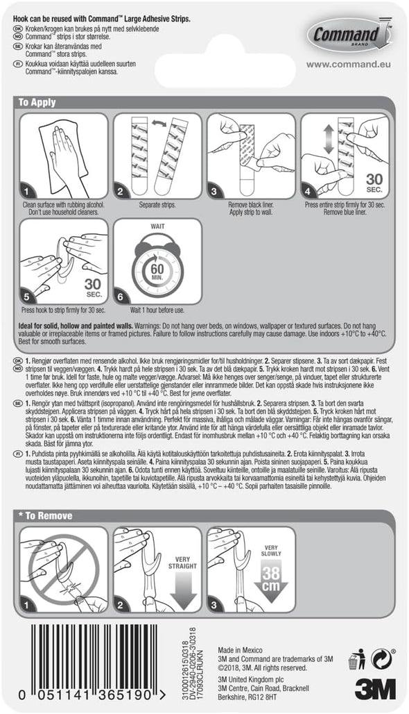 Command 17093CLR Hook with Strips - Clear
