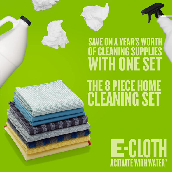 E-Cloth Home Cleaning Set, Assorted Colours, 8 Cloth Set