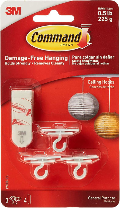 3M 17008-ES Ceiling Hooks, 3-Ct. - Quantity 4