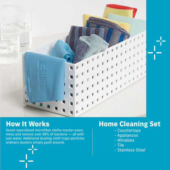 E-Cloth Home Cleaning Set, Assorted Colours, 8 Cloth Set