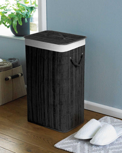 Country Club ROUND Bamboo Laundry Basket CHARCOAL