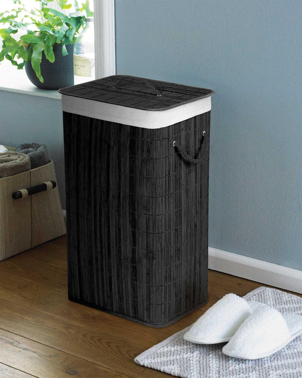 Country Club ROUND Bamboo Laundry Basket CHARCOAL
