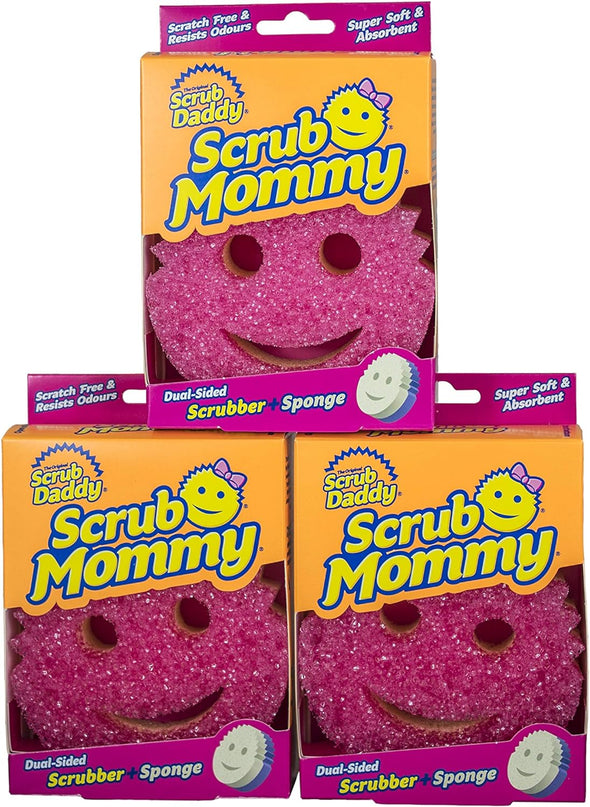 Scrub Mommy Dual Sided Cleaning Sponge 3 Pack - Firm Scrubber and Gentle Sponge in one - Scrub Daddy Texture Changing Scourer - Non Scratch Sponge Perfect for Home, Kitchen, Garage and car Detailing
