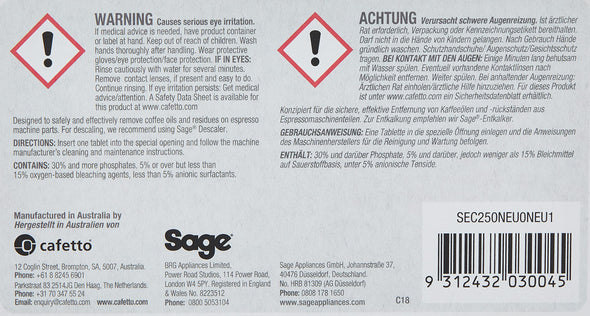 Sage Appliances SEC250 Espresso Cleaning Tablets, 8 Count (Pack of 1)