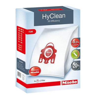Miele 9917710 HyClean 3D Efficiency FJM Vacuum Cleaner Bags for Bagged Miele Vacuum Cleaners, Pack of 4