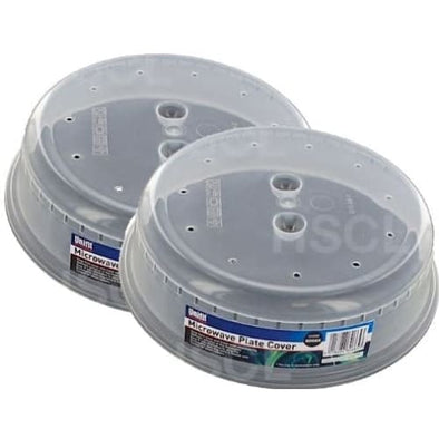 2 x Transparent Microwave Vented Plate Food Cover Splash Guard - Dishwasher Safe, 27cm (Diameter) x 6.3cm (Height) - Quailitas Limited