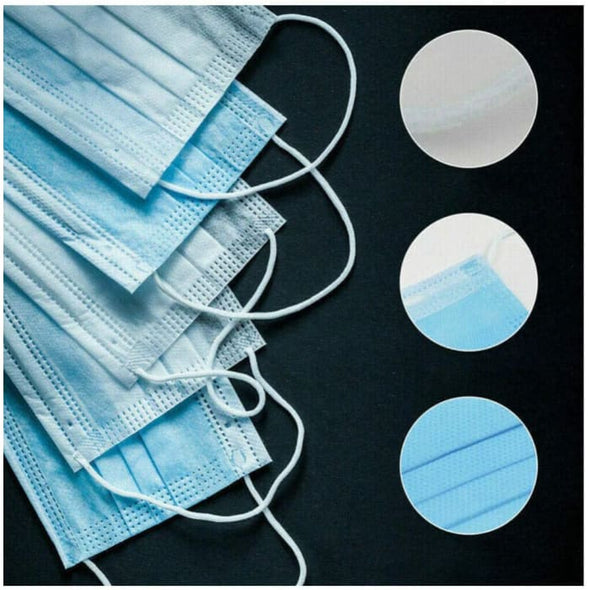 Blue Disposable Three-Layer Face Protector, Anti-Dust, Anti-Odour, Anti-Pollen, Produit-50_pcs - Quailitas Limited