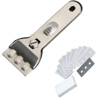 Glass & Ceramic Hob Scraper Knife Cleaner & 10 Spare Replacement - Quailitas Limited