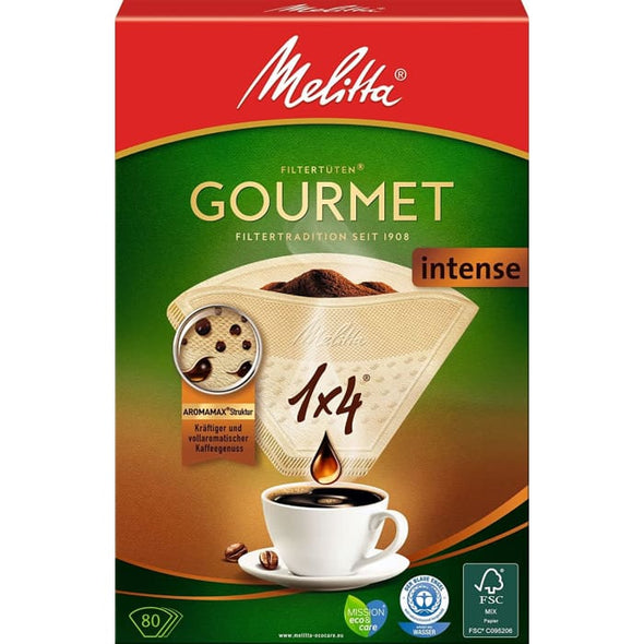 Melitta, 80 Coffee Filters, Size 1x4, For Filter Coffee Maker, Intense Gourmet, Pack of 8, Brown - Quailitas Limited