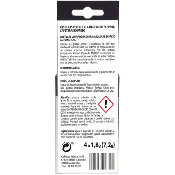 Melitta Perfect Clean Cleaning Tablets, Automatic Coffee, Capsule, and Pod Machines, 4 x 1.8 g - Quailitas Limited