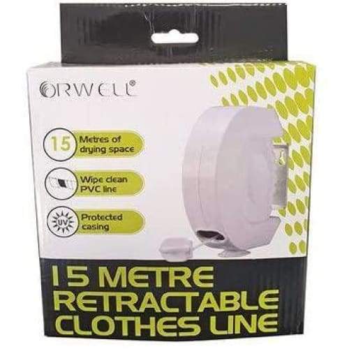 Orwell 15M Retractable Washing Line Indoor Outdoor Strong Clothes Line - Quailitas Limited