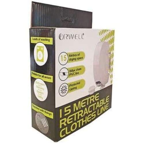 Orwell 15M Retractable Washing Line Indoor Outdoor Strong Clothes Line - Quailitas Limited