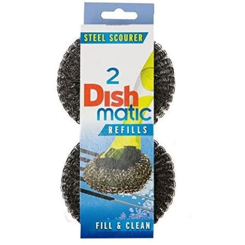 Pack of 2 Dishmatic Steel Scourer Refill Heads for Cleaning BBQ's, Hot Plates, Steel Pots & Pans - Quailitas Limited