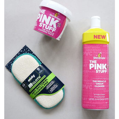 Stardrops Pink Stuff Miracle Cream Cleaner 500ml + Paste 500g + Minky M Cloth Anti Bacterial - Mrs Hinch - Quailitas Limited